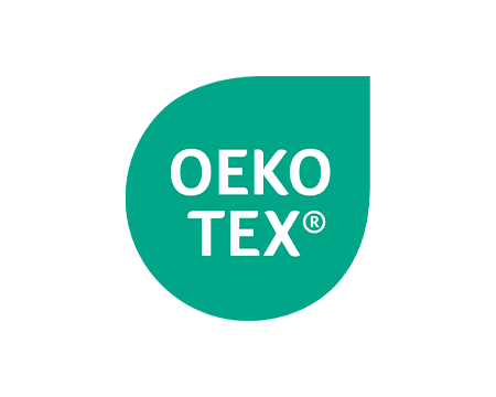 Ilustración: una superficie verde en forma de gota con el texto: "OEKO-TEX®".