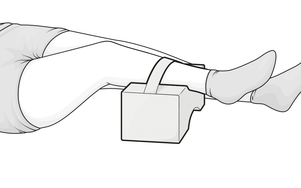 Ilustración que muestra cómo la almohada para las rodillas BODYGUARD® se coloca entre las piernas para aliviar la presión en las articulaciones y mejorar la postura al dormir de lado.