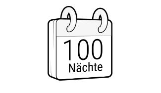 Illustration: Auf einem Kalenderblatt steht „100 Nächte“.