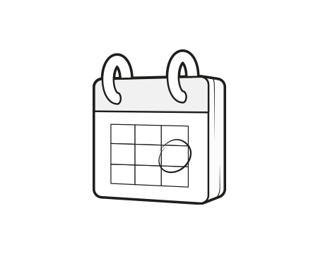 Ilustración: Un calendario con una marca circular y aparece escrito 100 noches