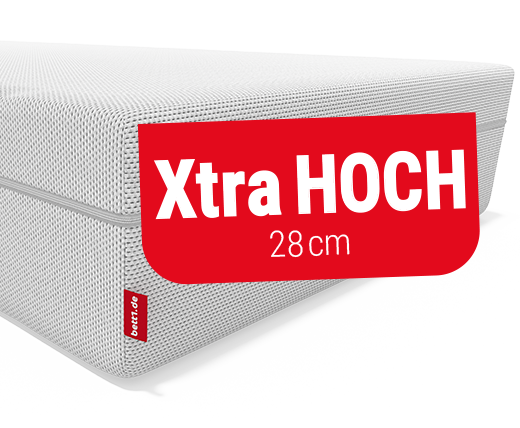 FLIP Matratze mit sichtbarem Kern und einer Schrift "100 % Vollschaum".