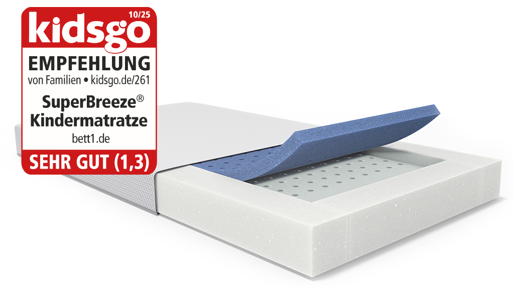 SuperBreeze Kindermatratze. Siegel: kidsgo