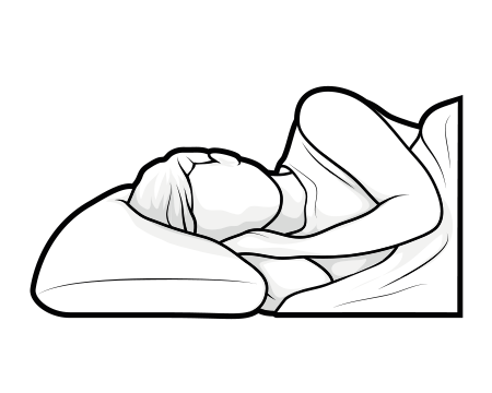 Ilustración: Una persona acostada de lado con la cabeza sobre una almohada. 