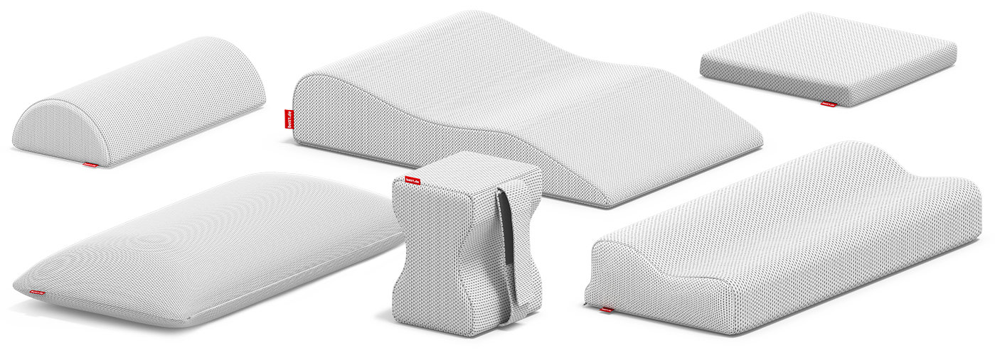 Una recopilación de las almohadas BODYGUARD de bett1: almohada cervical, almohada visco, almohada para las rodillas, almohada cervical y almohada para las venas