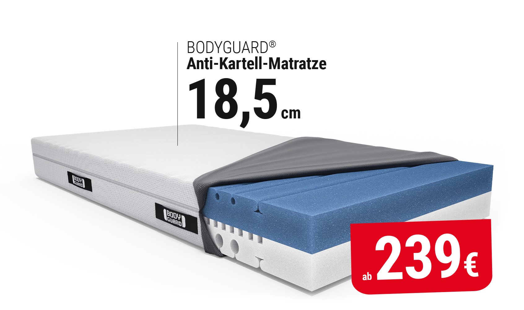 BODYGUARD Matratze mit einem Preis ab 239 € und der Höhe von 18,5 cm