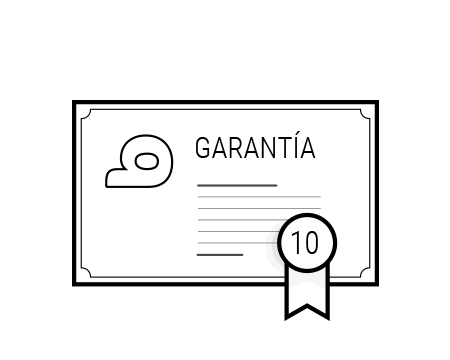 Ilustración: Un certificado dibujado con el texto "Garantía 10".