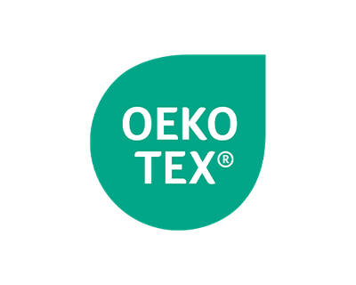 Ilustración: una superficie verde en forma de gota con el texto: "OEKO-TEX®".