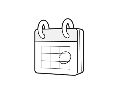 Ilustración: Un calendario con una marca circular y aparece escrito 100 noches