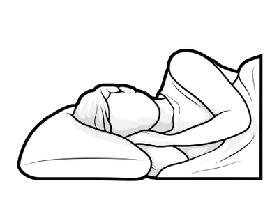 Ilustración: Una persona acostada de lado con la cabeza sobre una almohada. 