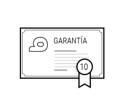 Ilustración: Un certificado dibujado con el texto "Garantía 10".